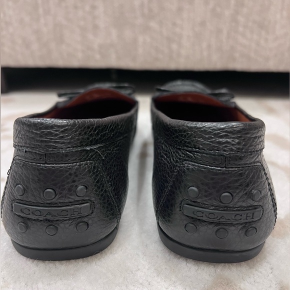 COACH NWOT Greenwich Slip-on Flat Loafer Black Pebble Leather Bow Tassel, Size 9 - Picture 6 of 9